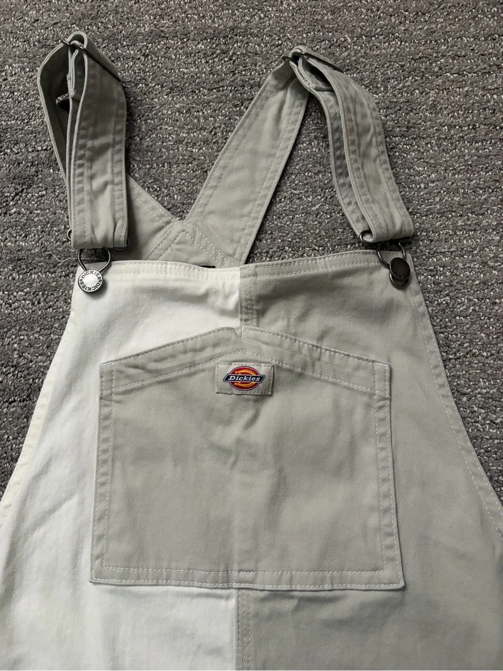 Dickies Two-Tone Light Gray and Off-White Pinafore Dress